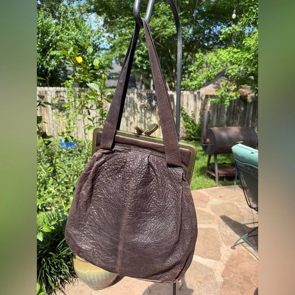 Tracy Reese Kiss Lock Dark Chocolate Leather Satchel